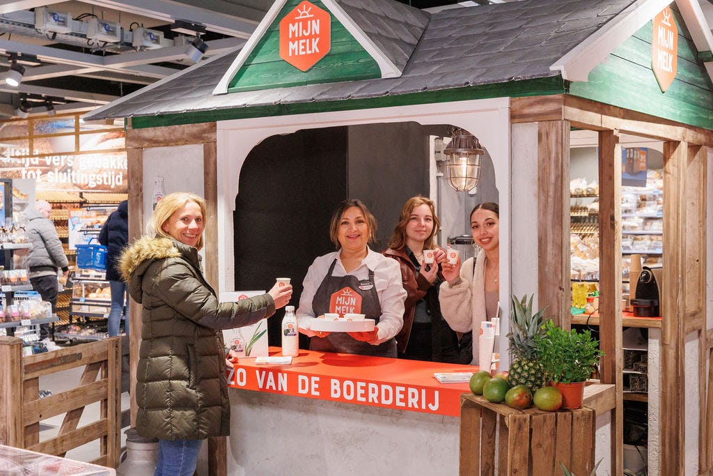 Mijn Melk lanceert pop-upboerderij op winkelvloer Albert Heijn
