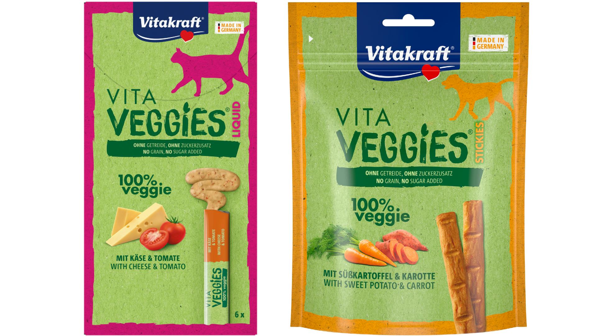 Vita Veggies® in de smaken Cheese & Tomato en Sweet Potato & Carrot.