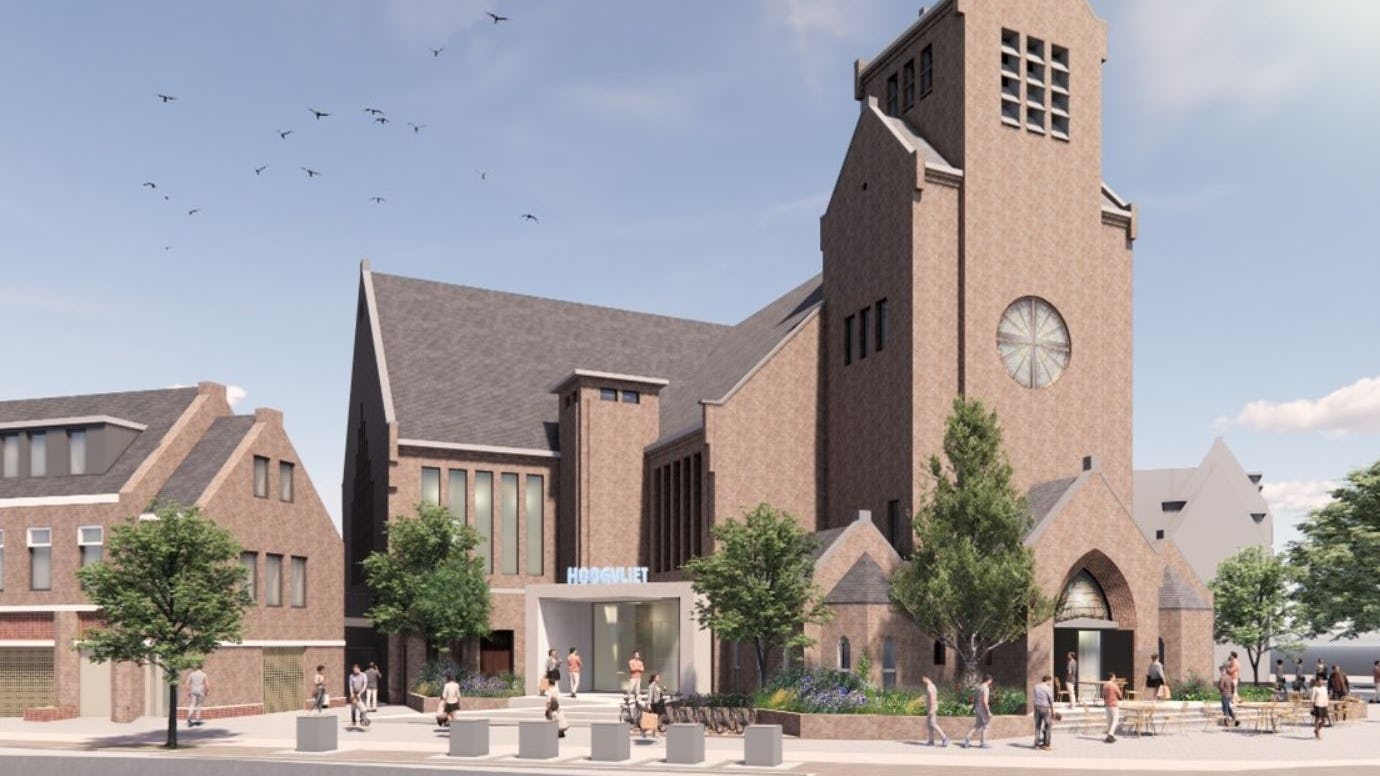 Een artistimpression van de Hoogvliet in de Theresiakerk in Den Haag. Foto: Theresiakerk.nl/Rijnboutt architecten