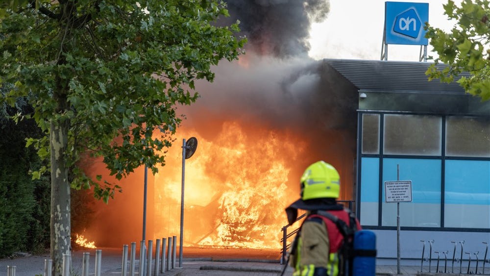 De brand in augustus bij AH Soendaplein. Foto: ANP