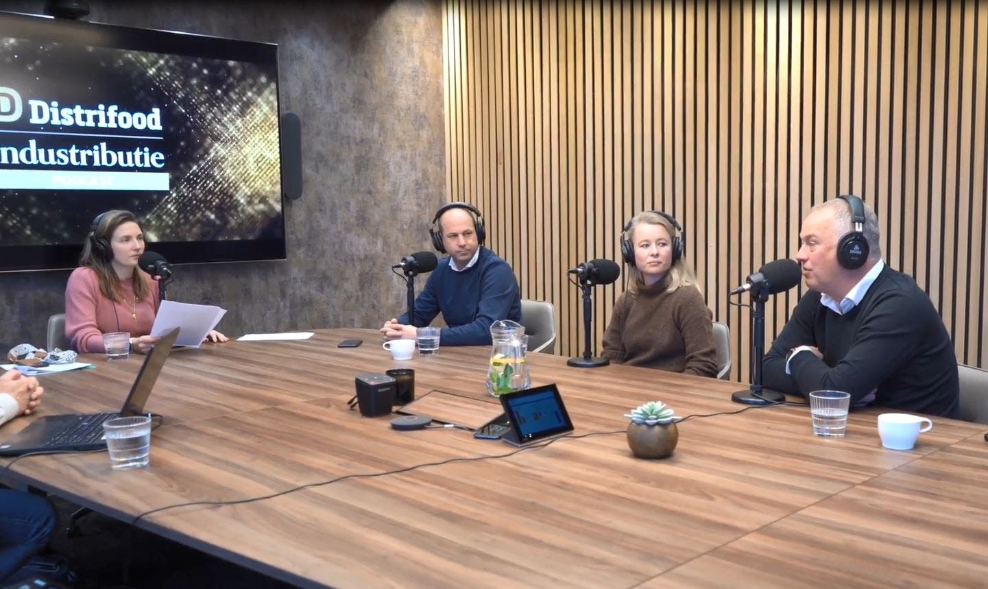 De genomineerden voor Industributie 2024 categorie Diepvries. Ruben Driessen (Aviko) Elize ter Balkt (Dr. Oetker) en Mark Hanemaaijer (Unilever). Still: Distrifood