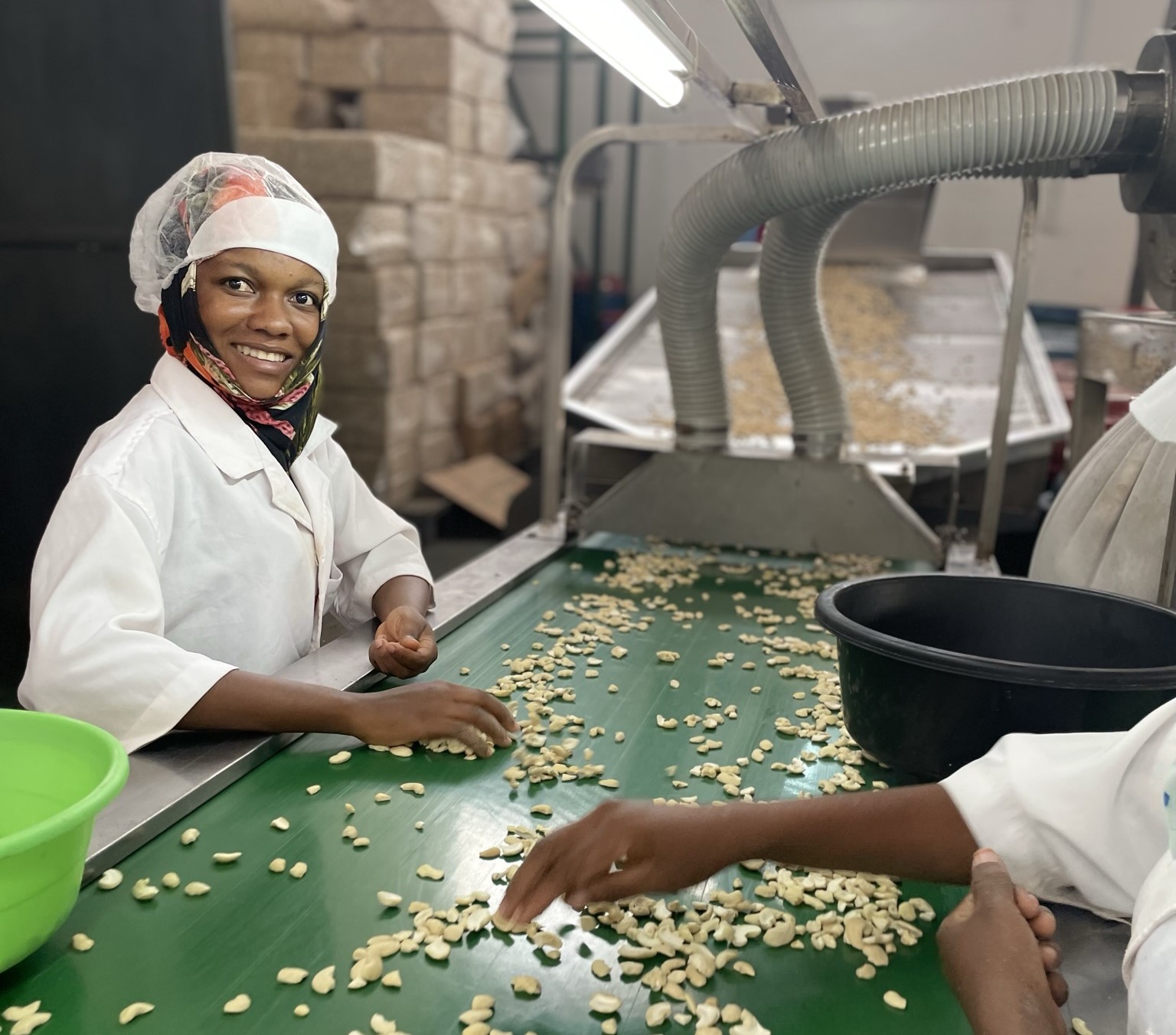 In een fabriek van Jumbo-leverancier Foodtrend in Tanzania worden de noten semi-machinaal gepeld en gesorteerd. Foto: Monchy Food Company.