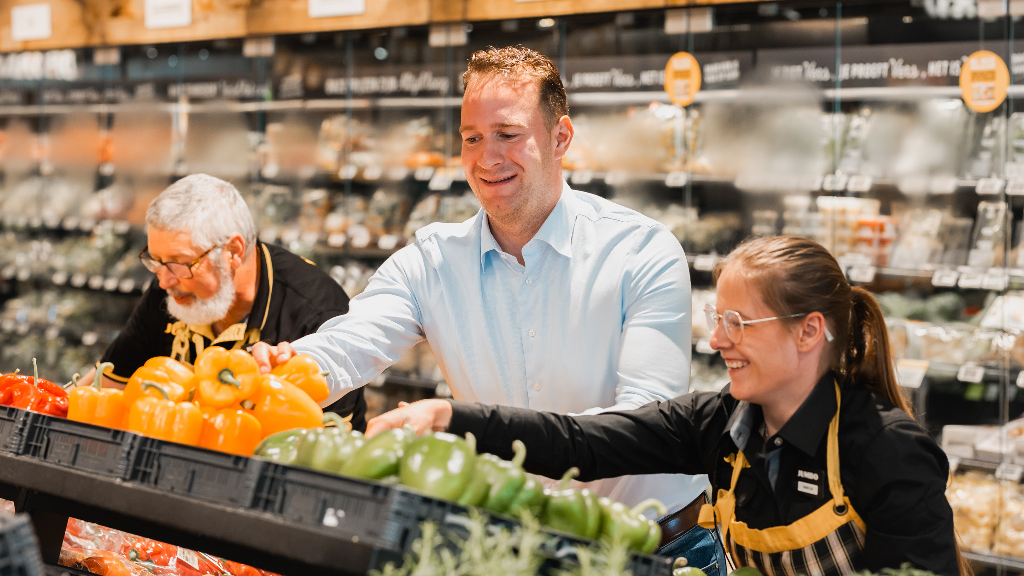 Jumbo-ondernemer Martijn Vis (midden). Foto: Bert Jansen