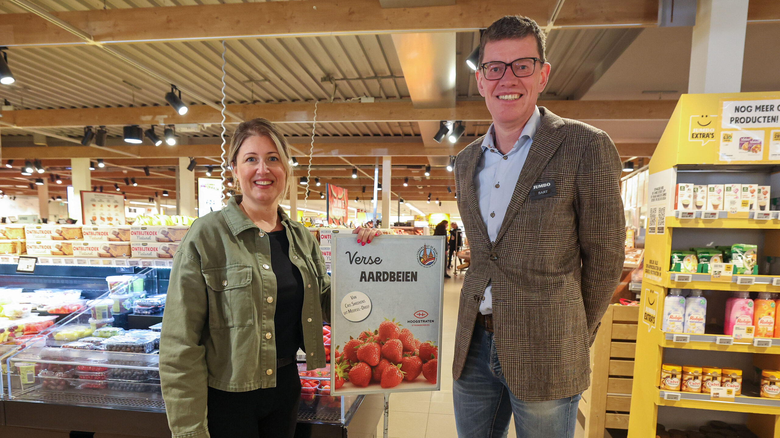 Jumbo-ondernemer Bart de Bresser en Eline van Muilwijk die de Quista-app bedacht. Foto: Bert Jansen