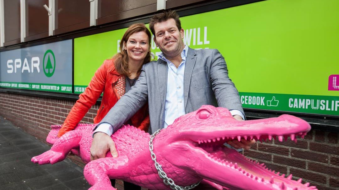 Mirjam Bestebreurtje naast Erwin Binneveld in de Spar University-periode. Archieffoto: Herbert Wiggerman