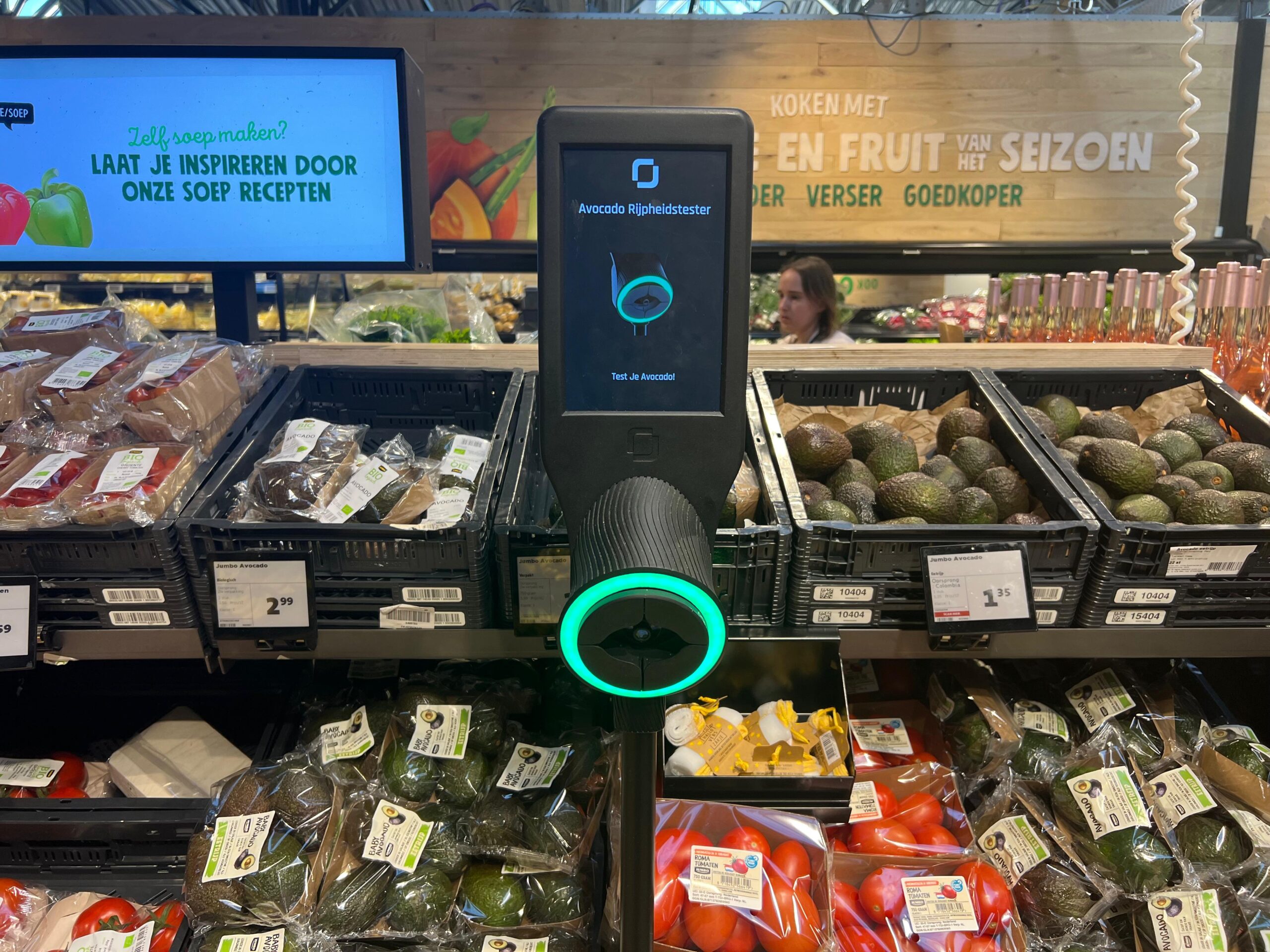 Een avocadoscanner in een Jumbo aan de Oostelijke Handelskade in Amsterdam. Foto: Distrifood 