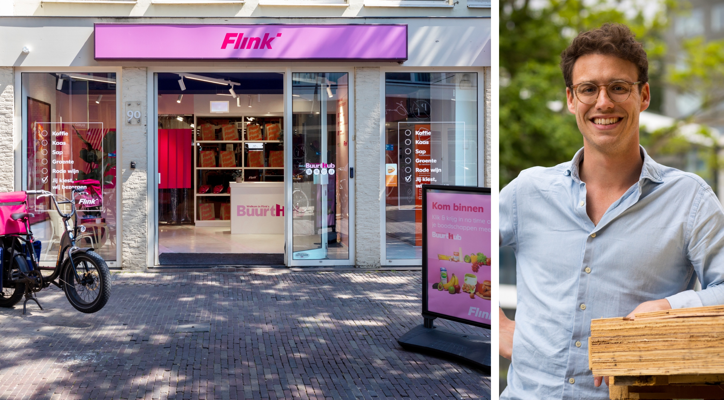 Flink-hub in Alkmaar en ceo Robin Kiesler. Foto's: Flink