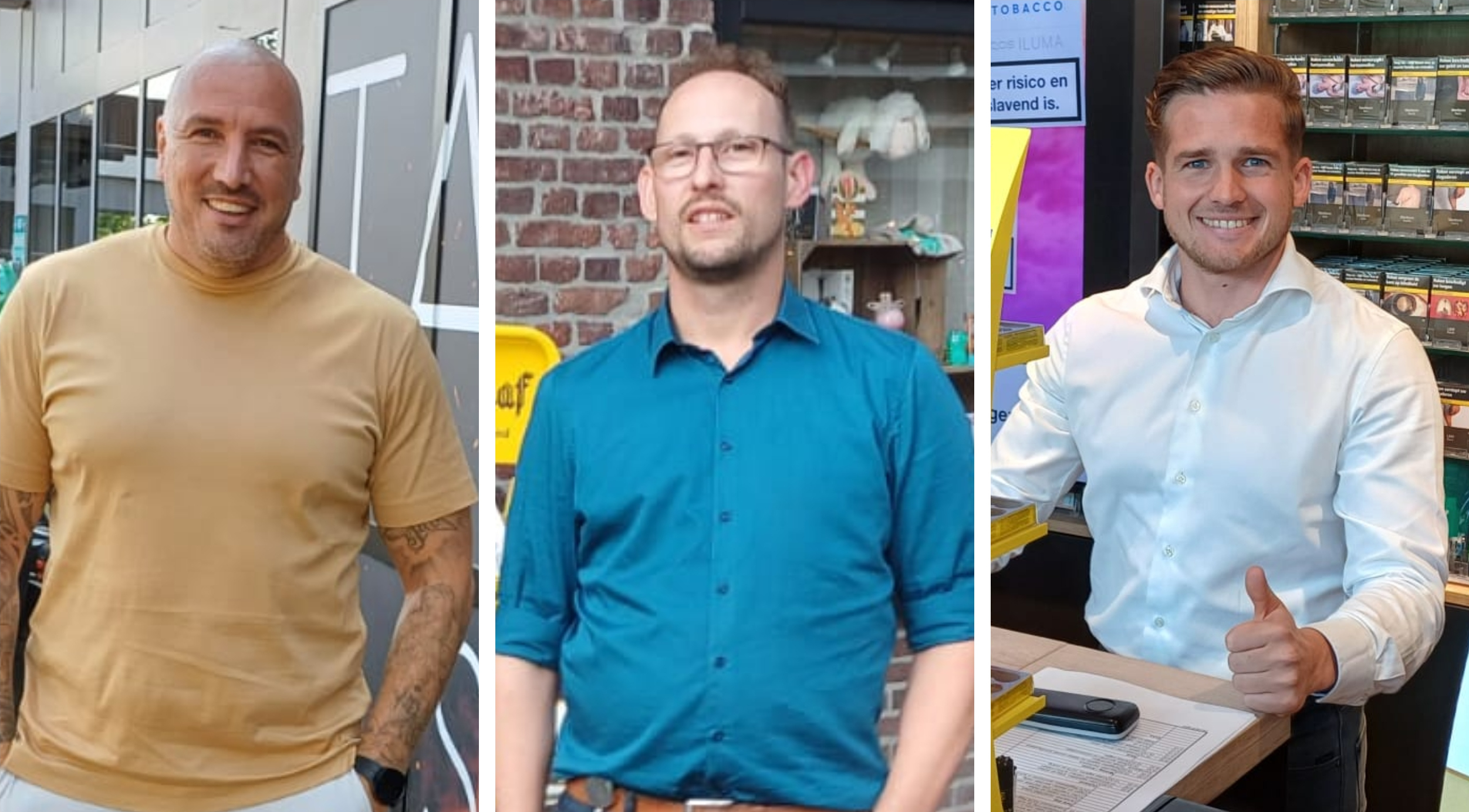 Plus-ondernemer Danny Rosenboom, Plus-ondernemer Ronald Bos en Jumbo-ondernemer Joppe Bosmans. Foto's: Distrifood