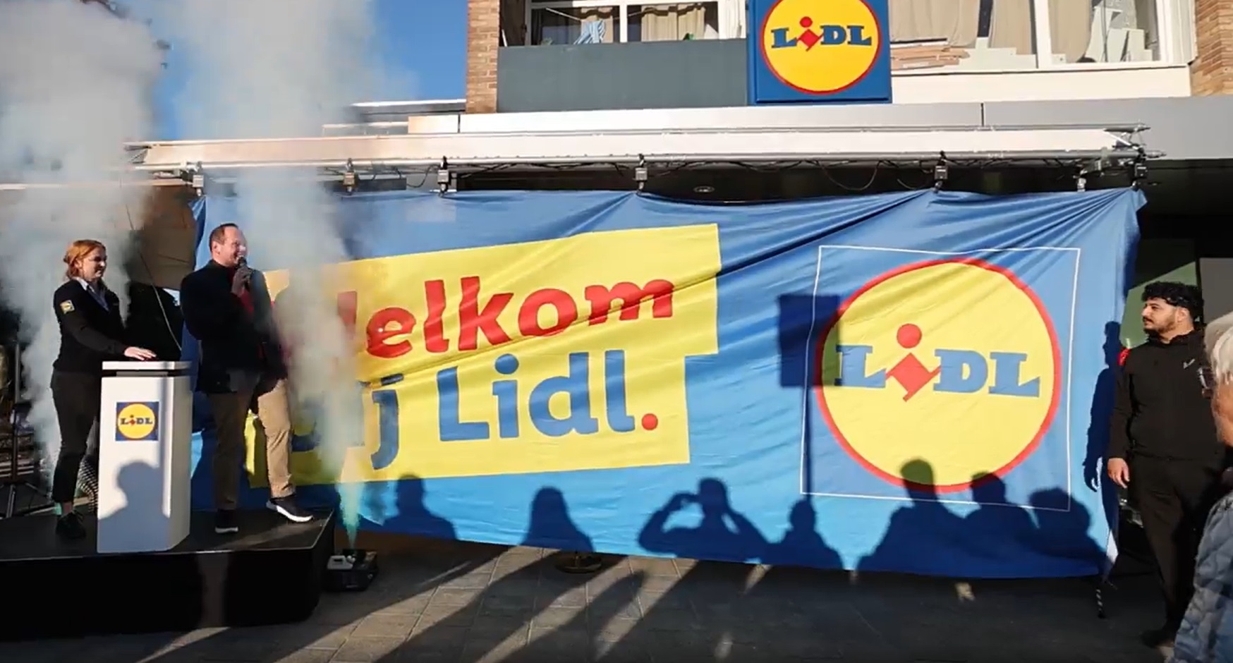 Lidl aan de Jorisstraat in Breda is feestelijk heropend. Foto: videostill LinkedIn Lidl