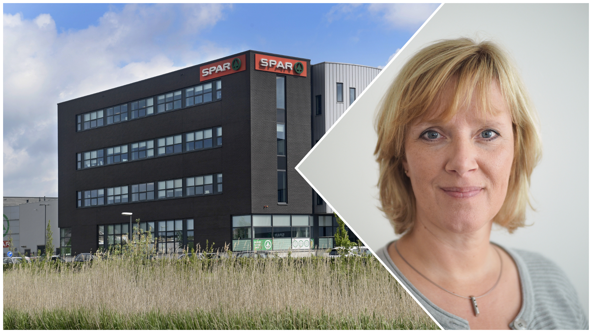 Het Spar-hoofdkantoor in Waalwijk en Marie-José Rutten. Foto's: ANP en Spar