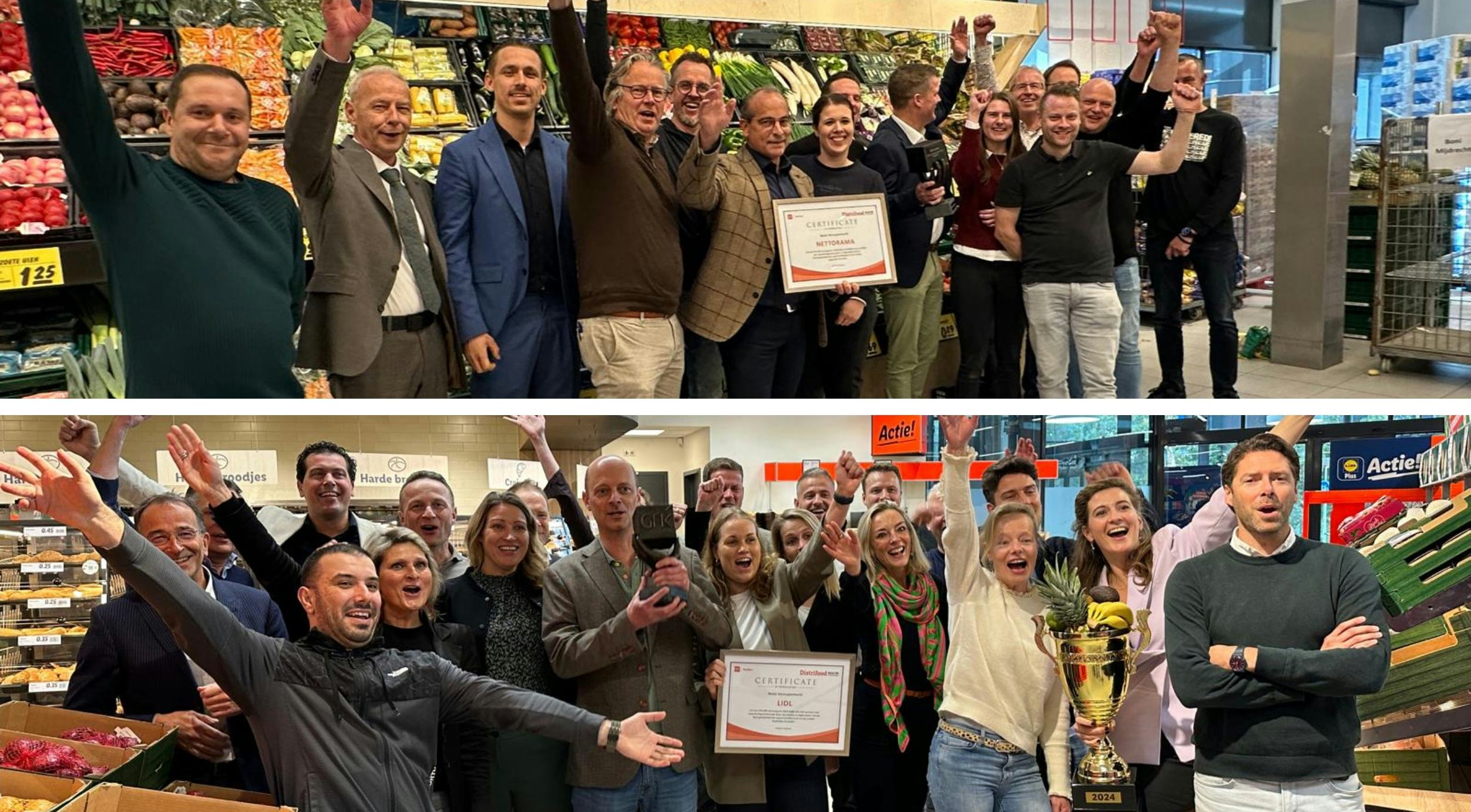 Nettorama (boven) en Lidl (onder) zijn de winnaars van het Versrapport 2024. Foto's: Distrifood