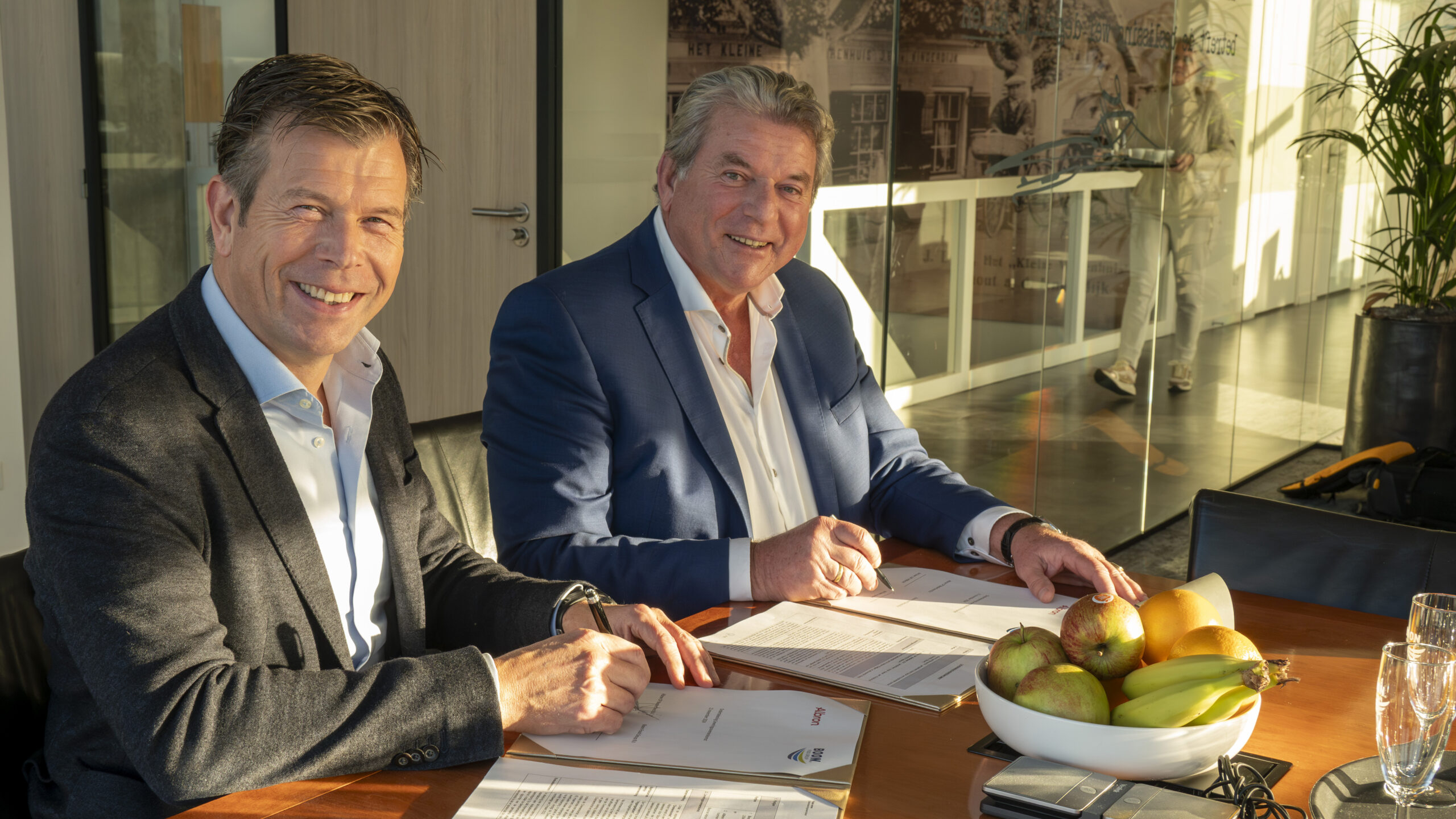 Jan Willem Hilbron (Albron) en Arij Boon (Boon Food Group). Foto: Albron