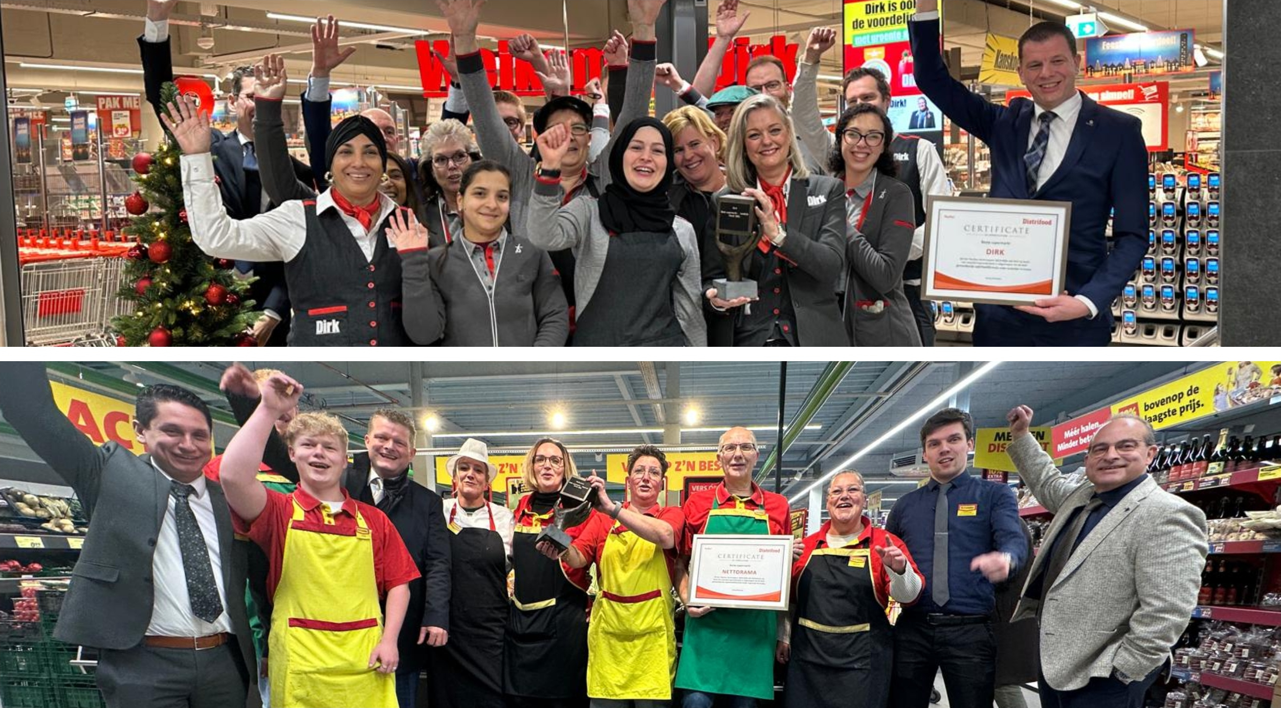 De winnaars van het Kerstrapport 2024, Dirk en Nettorama. Foto's: Distrifood