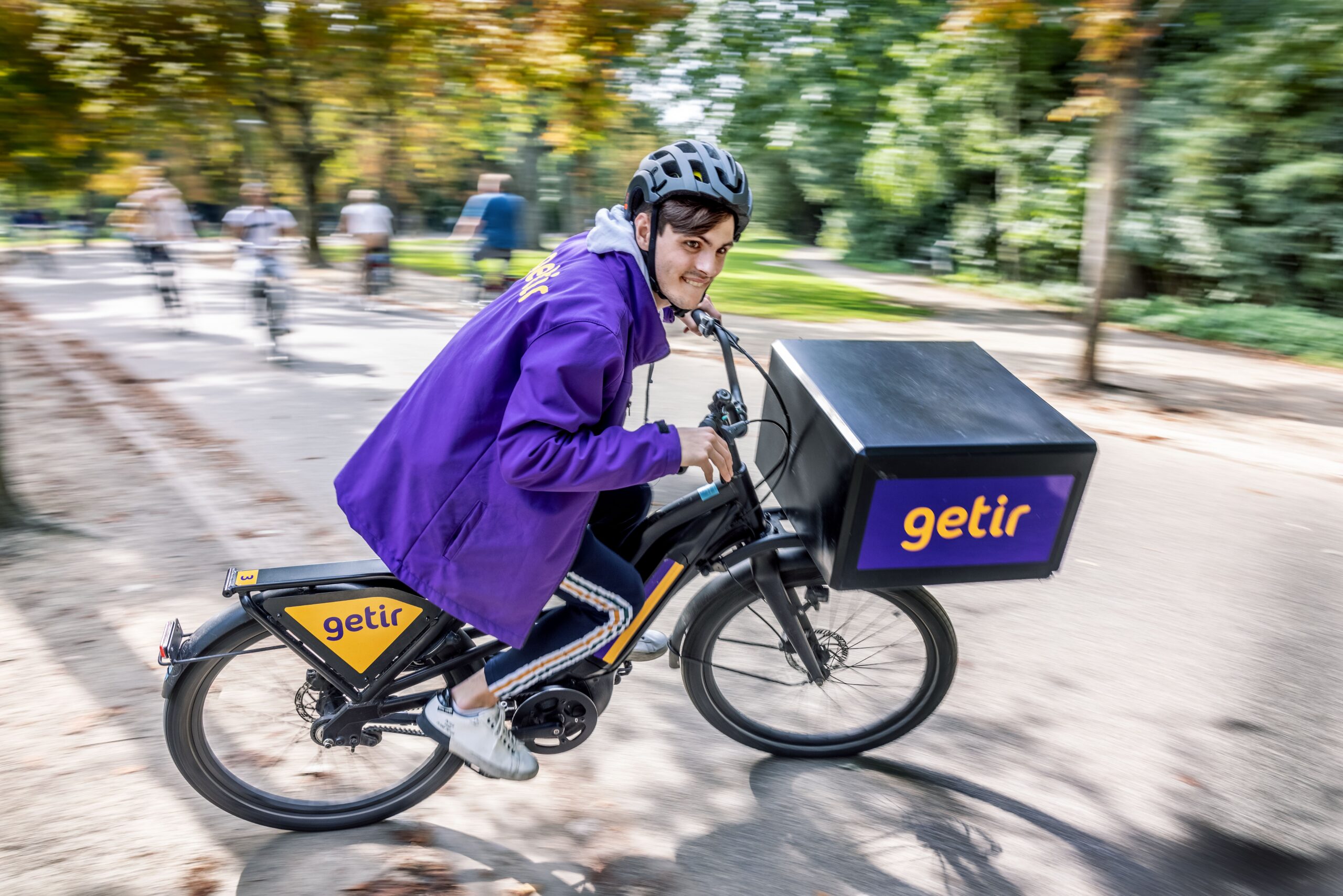 Flitsbezorger van Getir in 2021 in het Amsterdamse Vondelpark. Foto: ANP