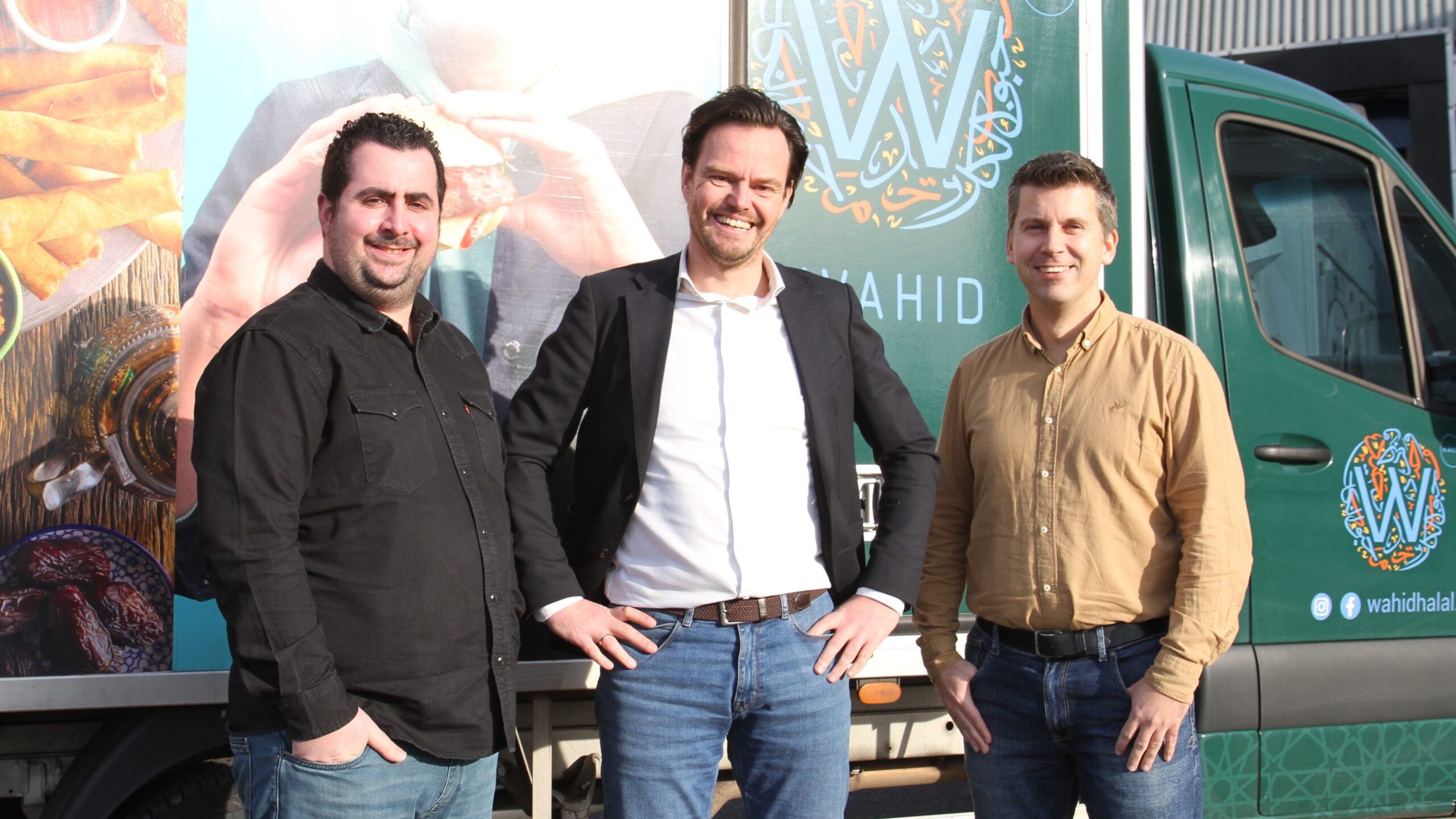 Mustafa Öntürk, Alexander Mulder en Michiel Timmerman van Anur Halal Food. Foto: Distrifood
