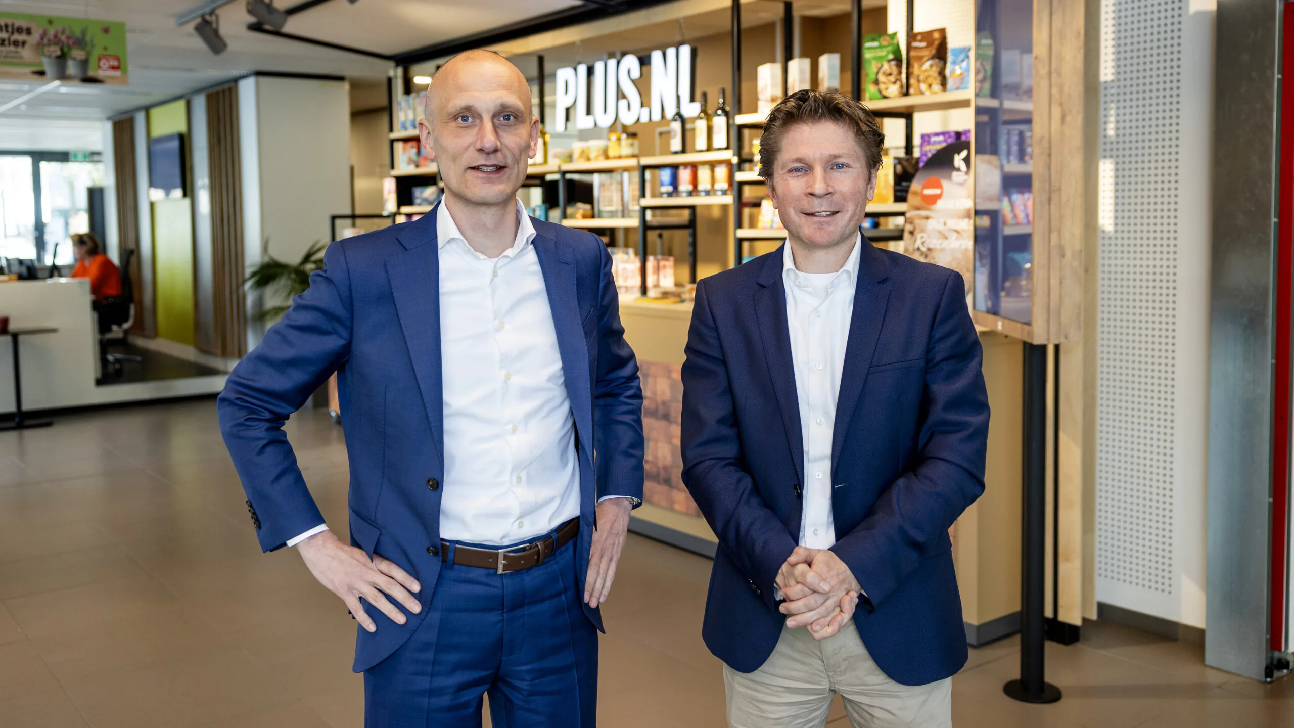 Ceo Aart van Haren en cfo Douwe Snel van Plus. Foto: Herbert Wiggerman