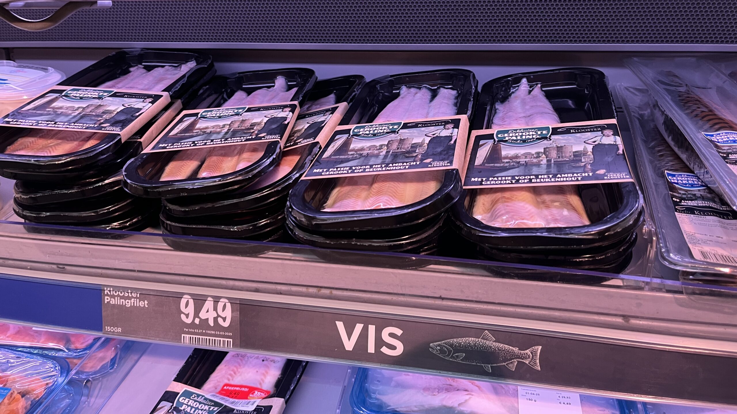 Gerookte palingfilet bij Vomar. Foto: Distrifood