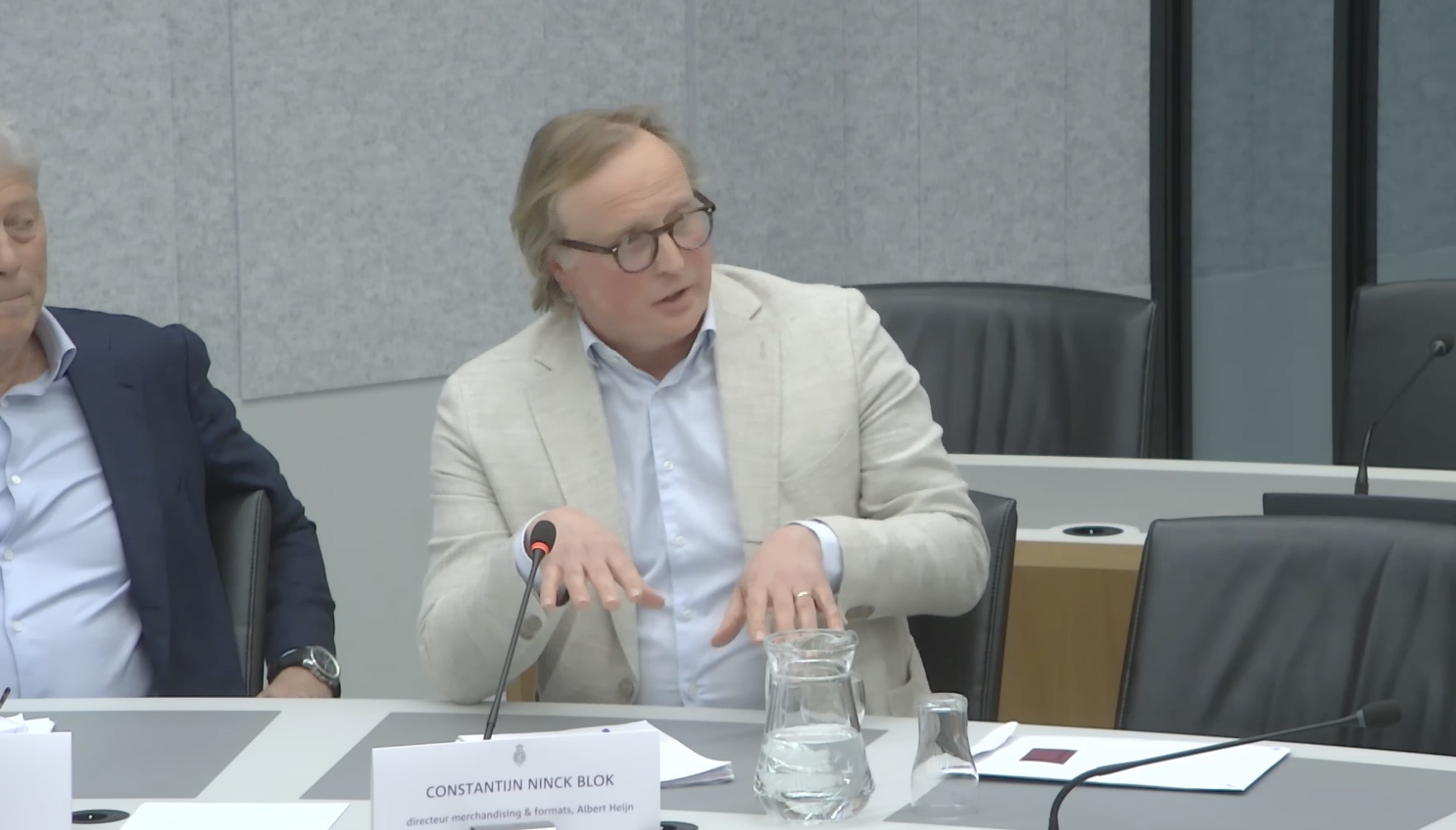 Constantijn Ninck Block tijdens de rondetafeldiscussie in de Tweede Kamer. Screenshot: Distrifood