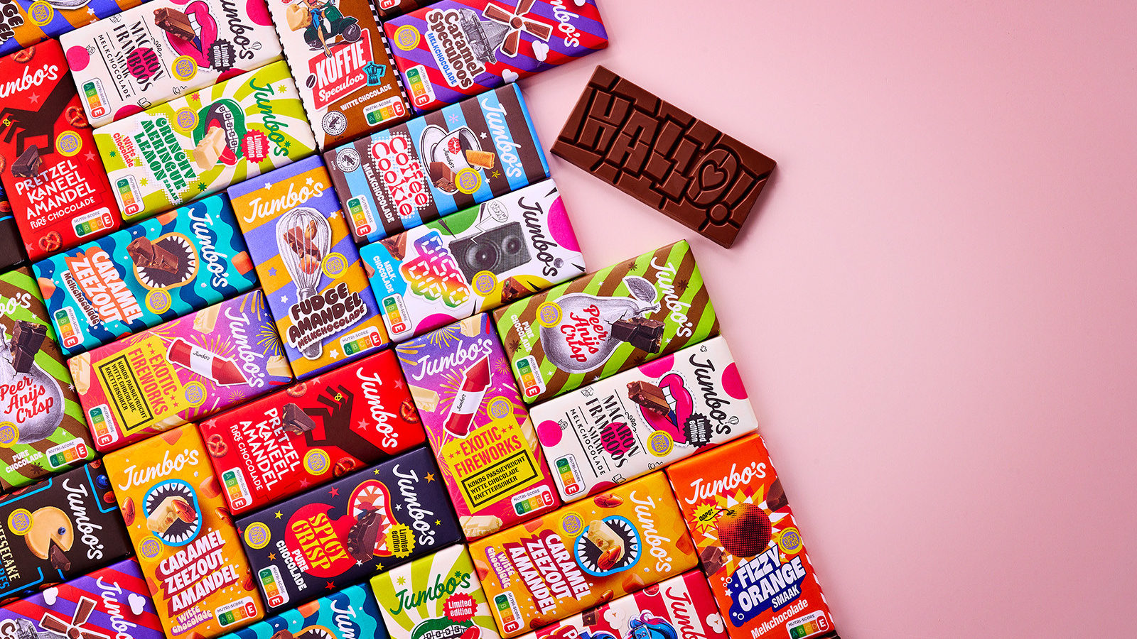 Jumbo's introduceert 18 nieuwe chocoladerepen. Foto: Jumbo