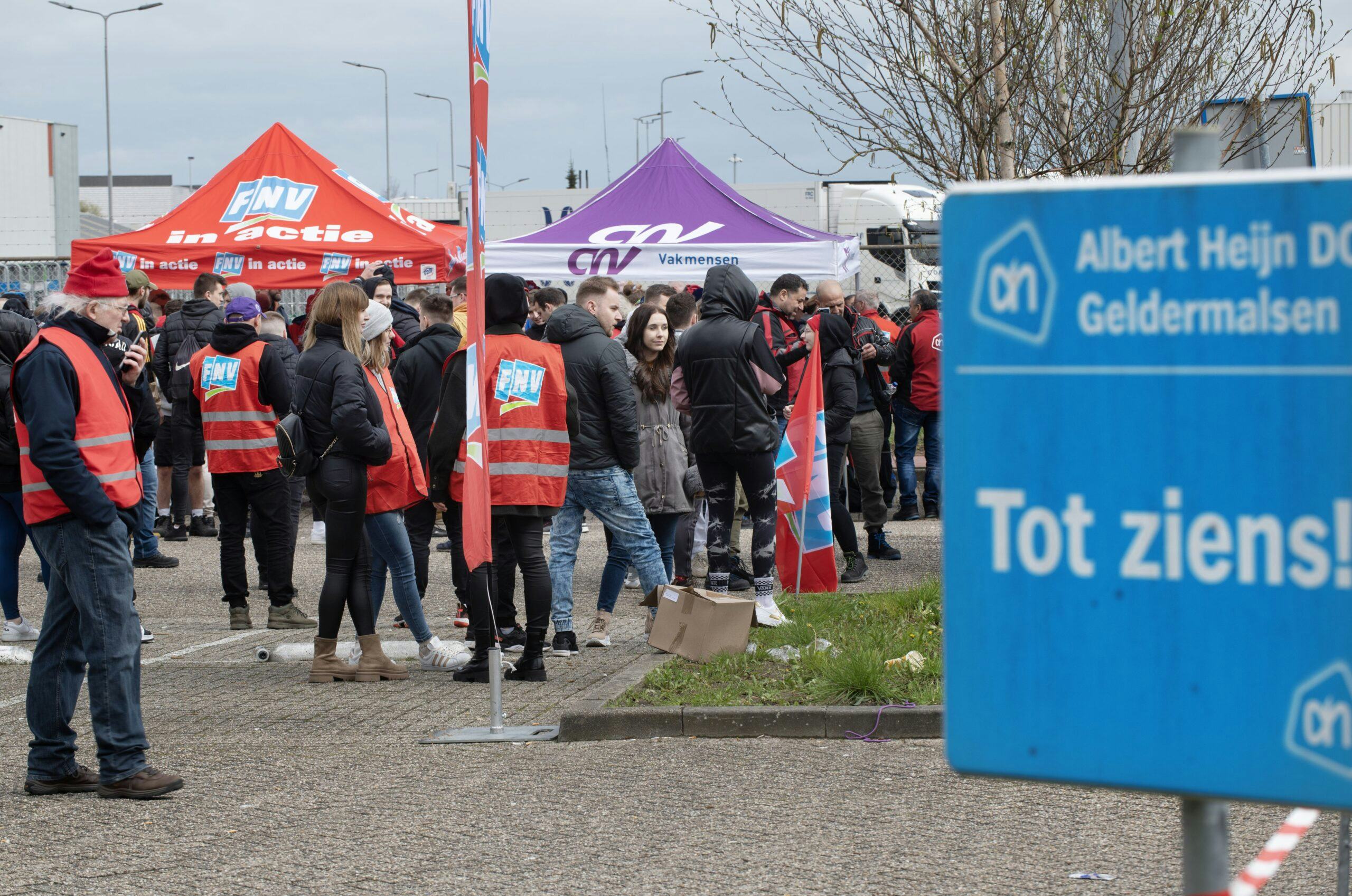 Archieffoto van FNV-staking bij AH-dc in Geldermalsen. Afbeelding ter illustratie. Foto: ANP
