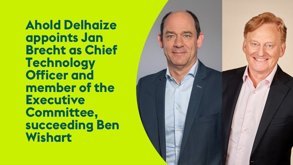 De aankondiging dat Jan Brecht de opvolger is van ben WIshart. Afbeelding: Ahold Delhaize