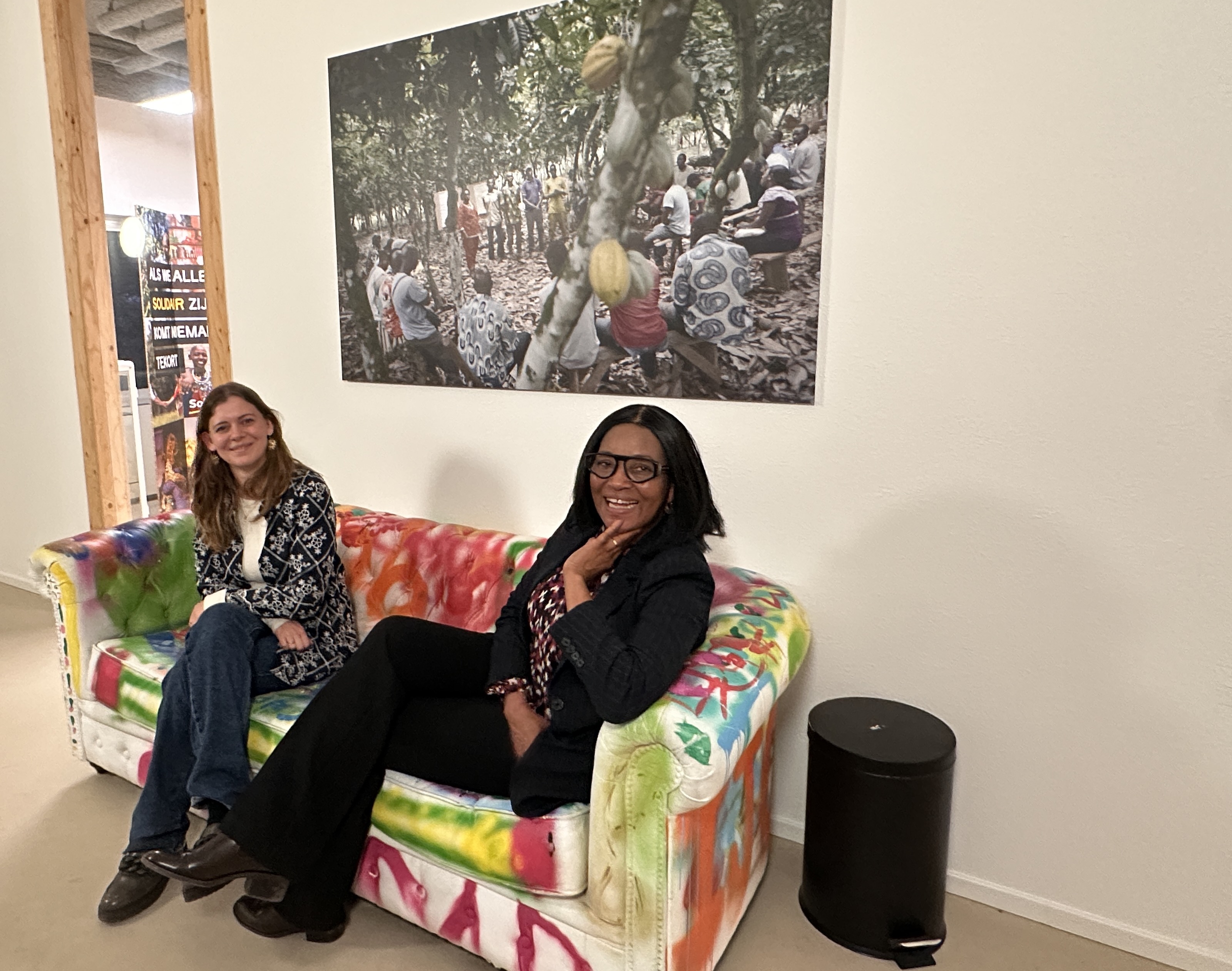 Eline Achterberg (Oxfam Novib, links) en  Crescence Virginie Mfegue (Solidaridad). Foto: Distrifood