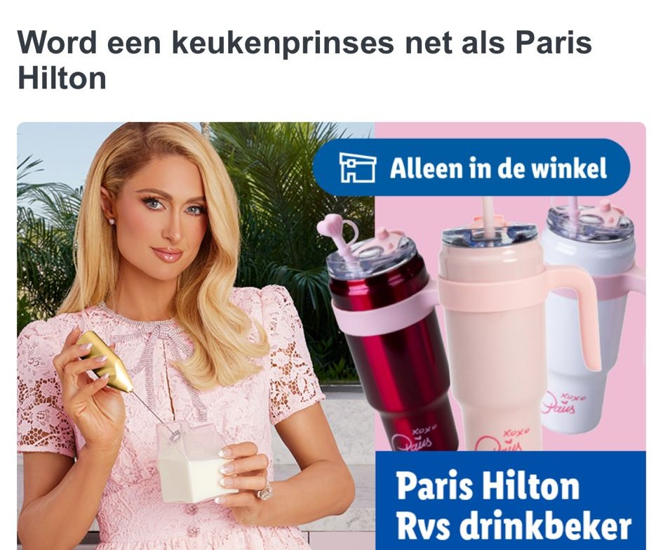 Lidl werkt samen met Paris Hilton. Foto: Lidl