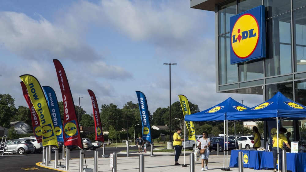 Foto van de opening van een van de eerste Lidl-supermarkten in de Verenigde Staten in 2017. Foto: AFP Editorial (via ANP)