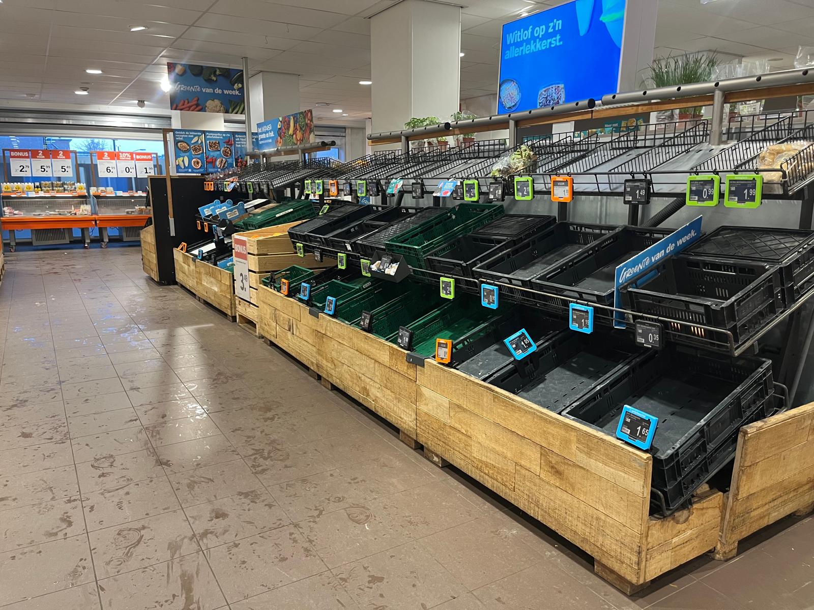 De lege agf-afdeling van de Albert Heijn in Maarssen. Foto: Distrifood