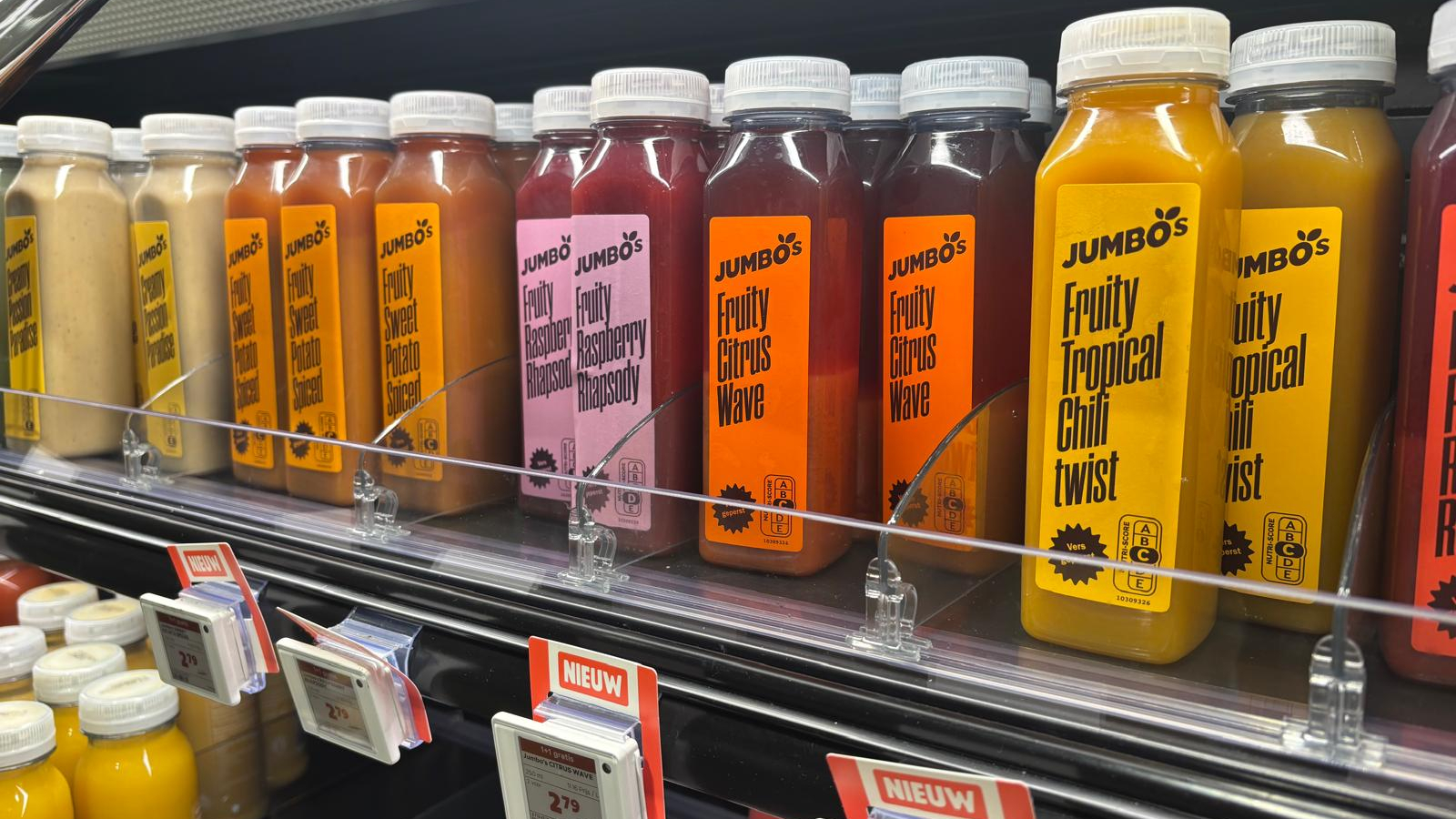 De nieuwe sappen en smoothies van Jumbo's. Foto: Distrifood