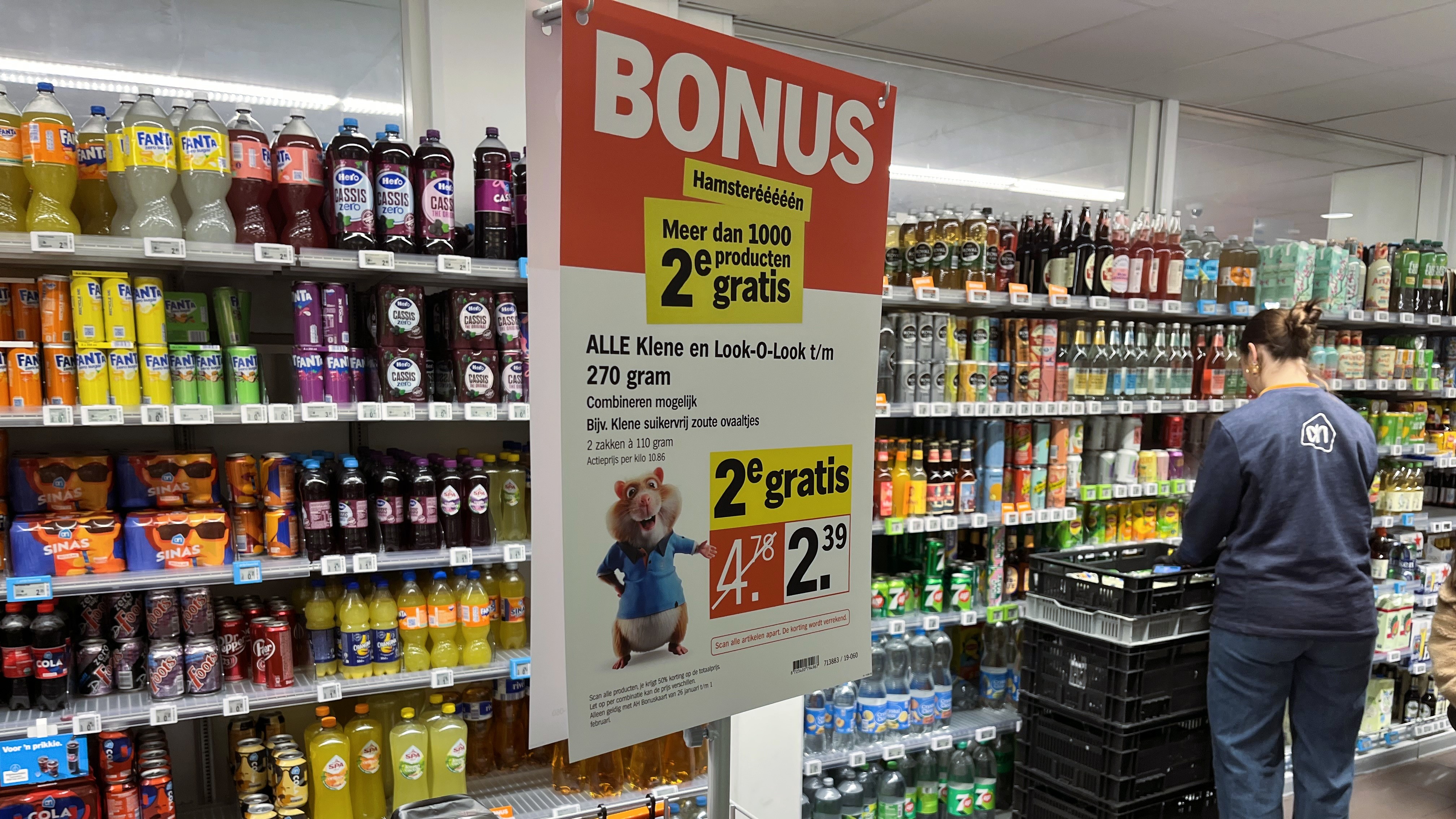 Een Albert Heijn-bonusactie met 'tweede gratis'. Foto: Distrifood