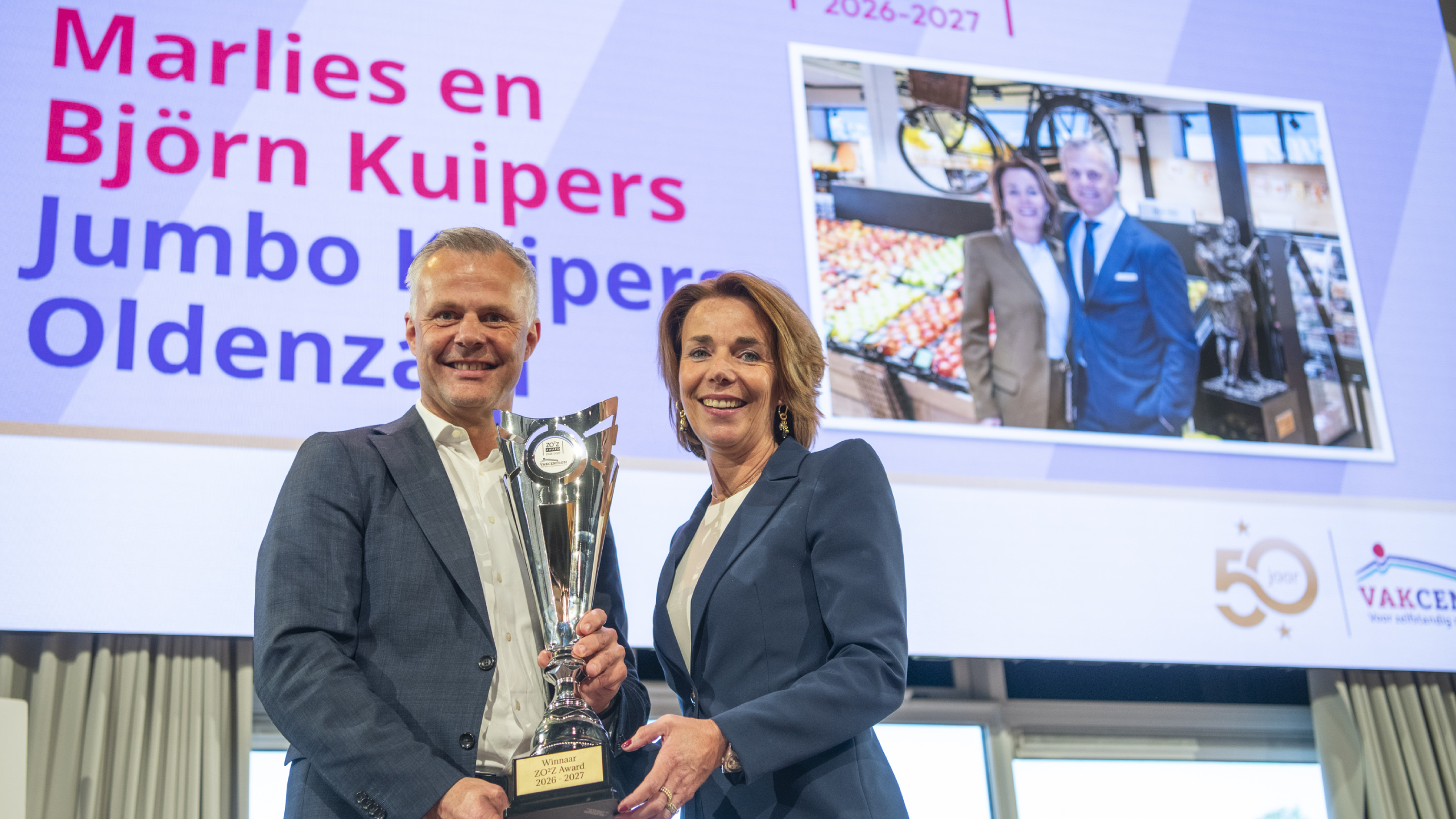 Björn en Marlies Kuipers winnen de ZO2Z-Award 2026. Foto: Vakcentrum