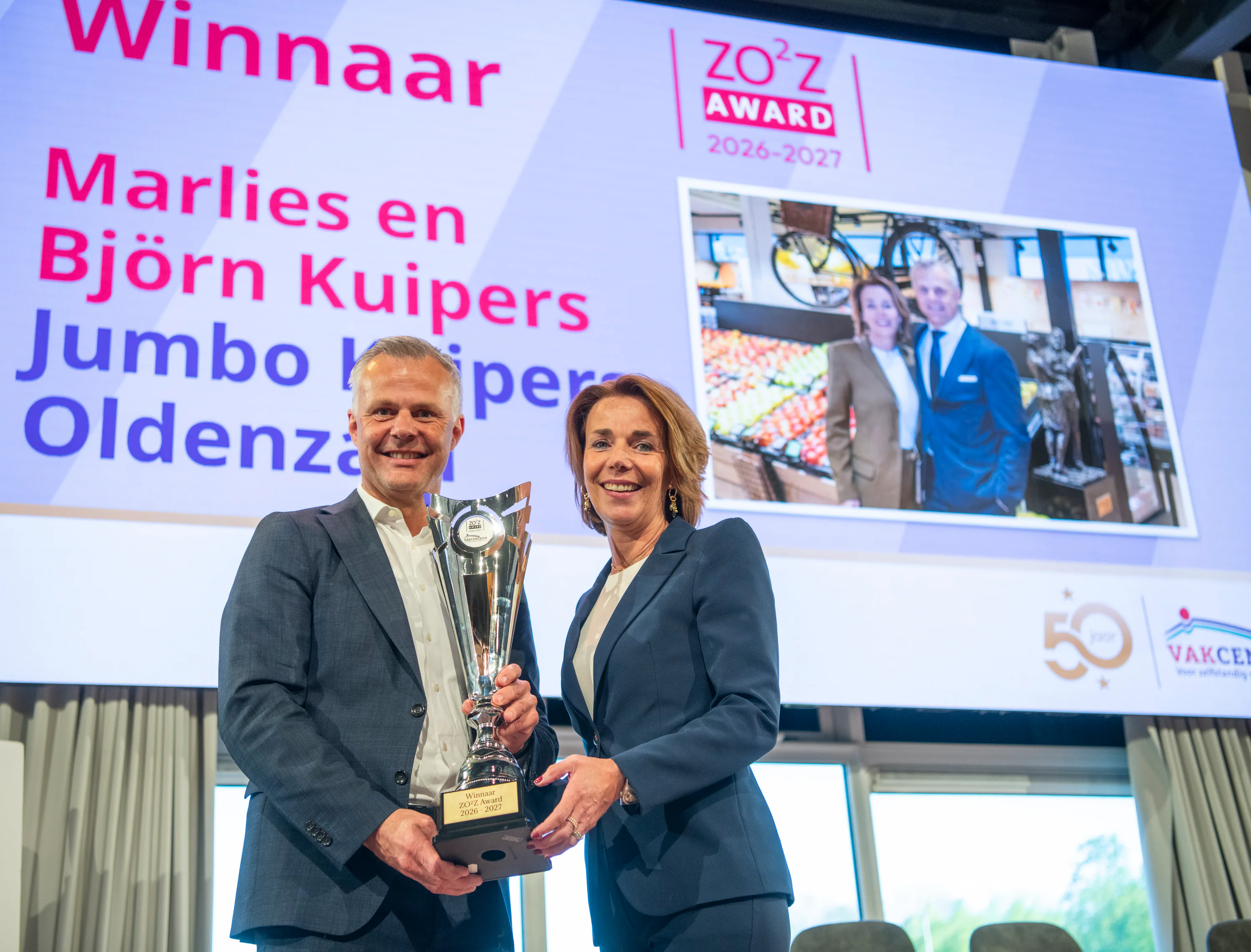 Björn en Marlies Kuipers winnen de ZO2Z-Award 2026. Foto: Vakcentrum 