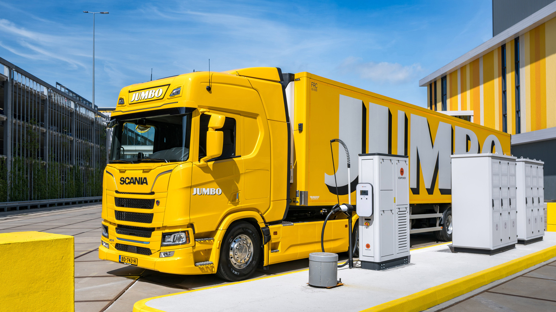 Jumbo-vrachtwagen bij centrale distributiecentra in Nieuwegein. Foto: Jumbo