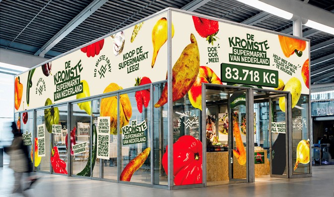mock-up design van de Kromste Supermarkt gemaakt met AI