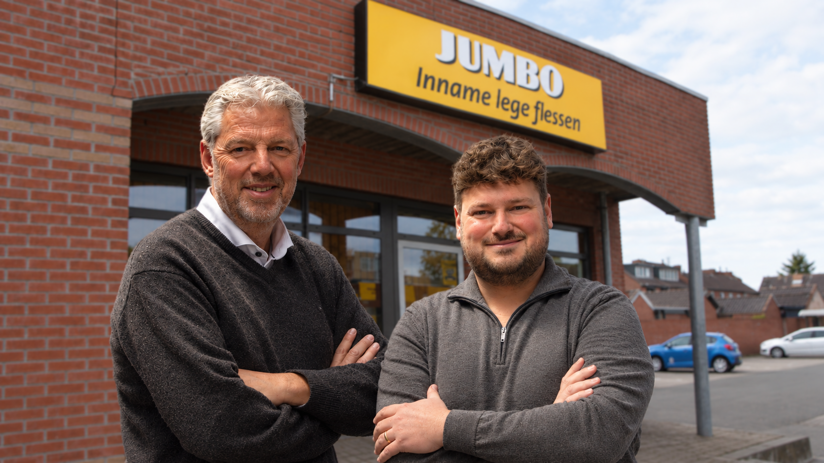 Ondernemers Casper en Christiaan Heine van Jumbo Eerbeek. Beeldbewerking: Distrifood